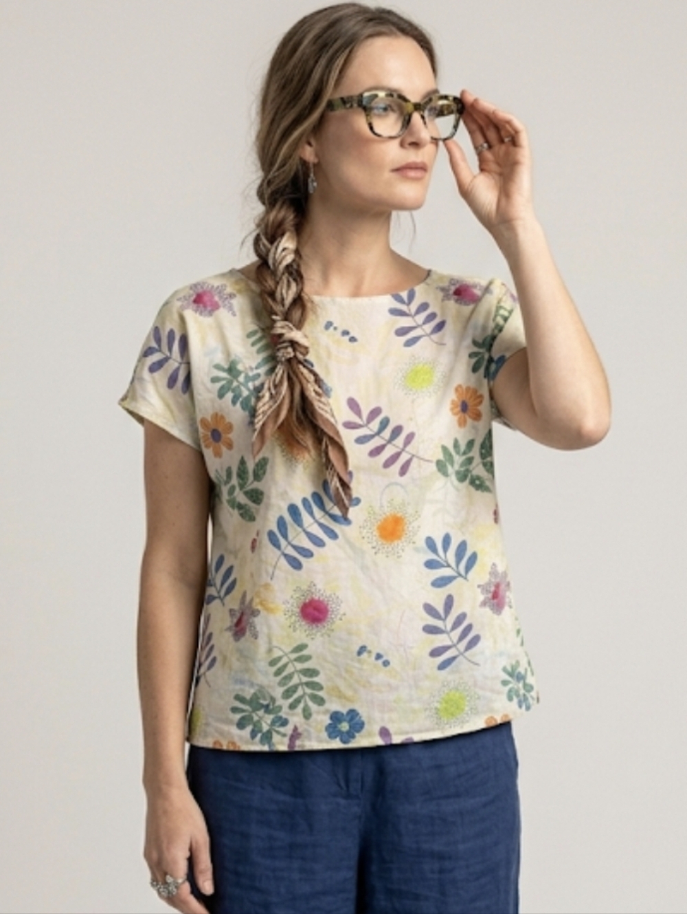 Gudrun Sjödén Silk/Cotton Floral Boxy Top L